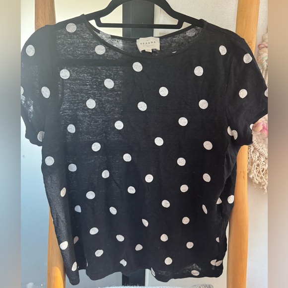 Sezane linen polka dot t shirt - Picture 8 of 9